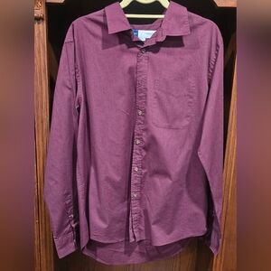 1030 Old Navy Mens Slim-Fit Button-Up Shirt Long Sleeve Collared Size L Burgundy